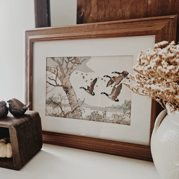 Vintage Cross-Stitch 1984 Canadian Geese Kit By Bernat - Picture 2 of 6